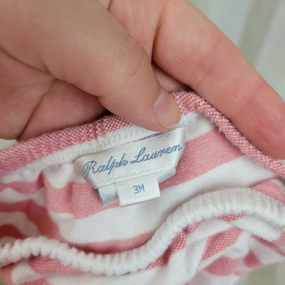 Ralph Lauren Polo Dress With Bloomers Size 3 Months 100% Cotton Striped Preppy